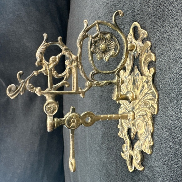 ANTIQUE Historic Bell Mount Brass Bronze Gold Floral Church Monastery Hang